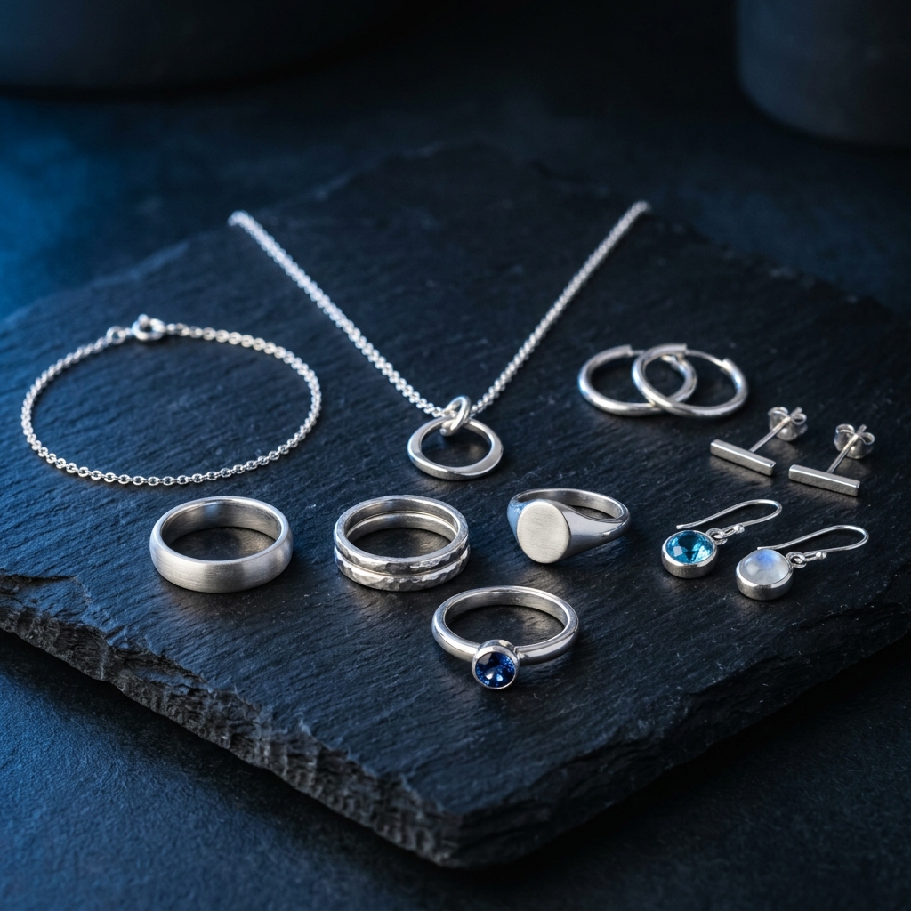 925 Sterling Silver Chains, Rings & Earrings - Kulthe Suvarnkar Beed